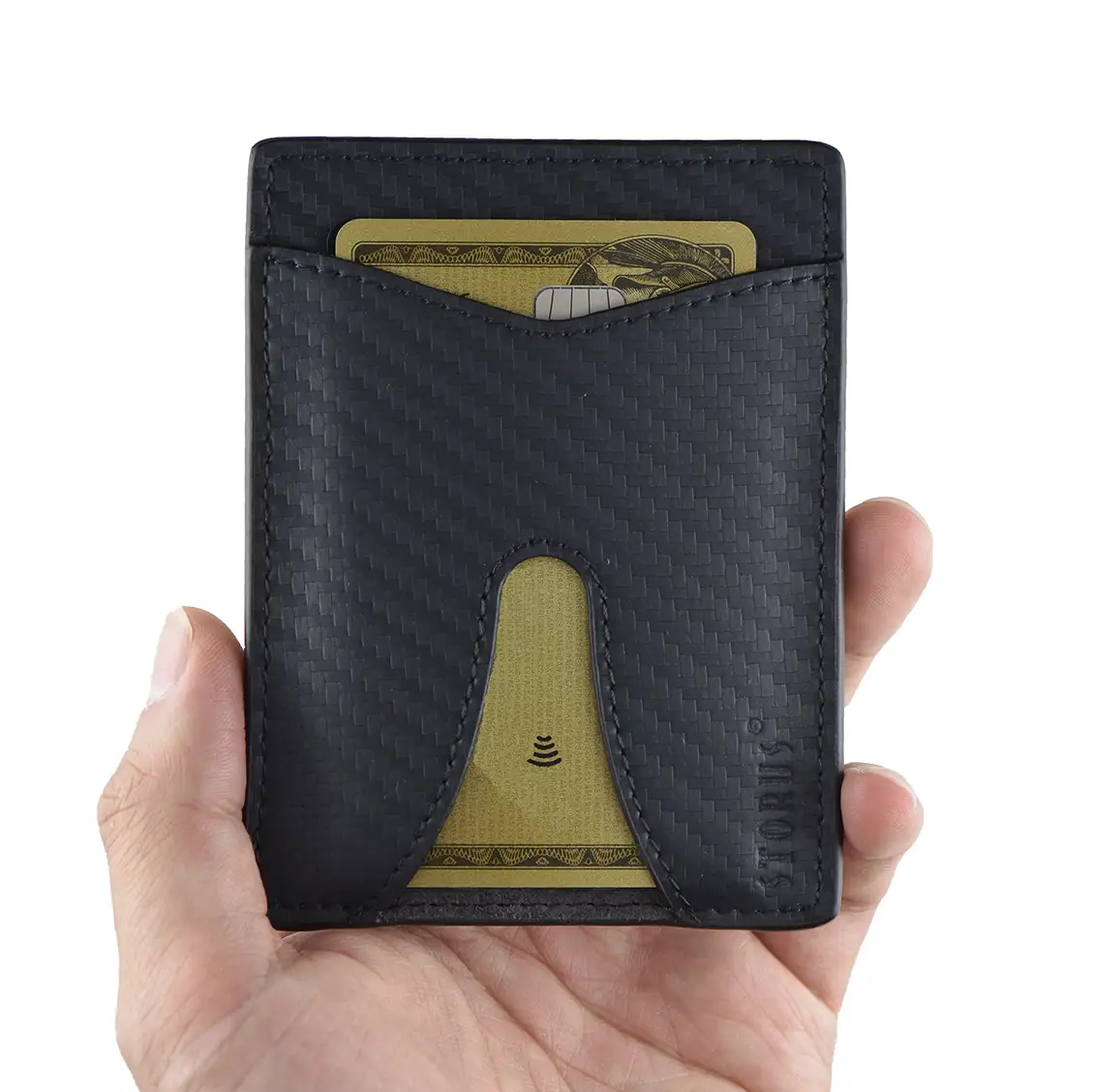 STORUS レザースマートマネークリップ — 牛革 本革マネークリップ 名入れ対応