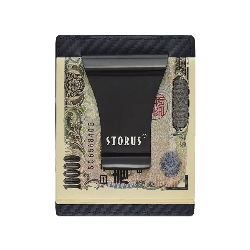 STORUS レザーマネークリップ — 革の質感